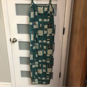 Vintage Hilo Hattie Maxi Dress Spaghetti Straps Tropical Hawaiian Print Slits 6